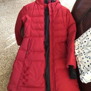 Skhoop long down coat red size M